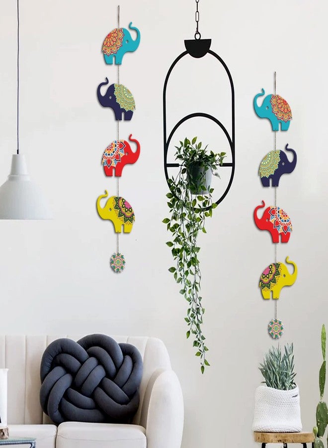 آرتفيب لوحة جدارية خشبية مزخرفة من خشب MDF بتصميم فيلة ملونة من Artvibes، تُعلق على الحائط في غرفة المعيشة | ديكور جداري مطبوع | عمل فني جرافيكي | ديكور خشبي أنيق | منظر طبيعي | هدايا مثالية (WH_5206N)، طقم من قطعتين - Image 2